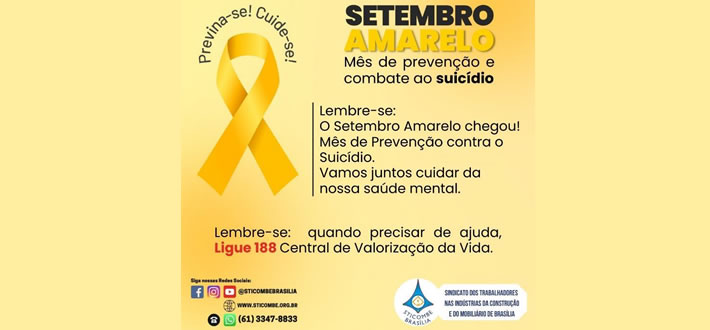 SETEMBRO AMARELO: SINDICATO PRESENTE PARA SALVAR VIDAS!