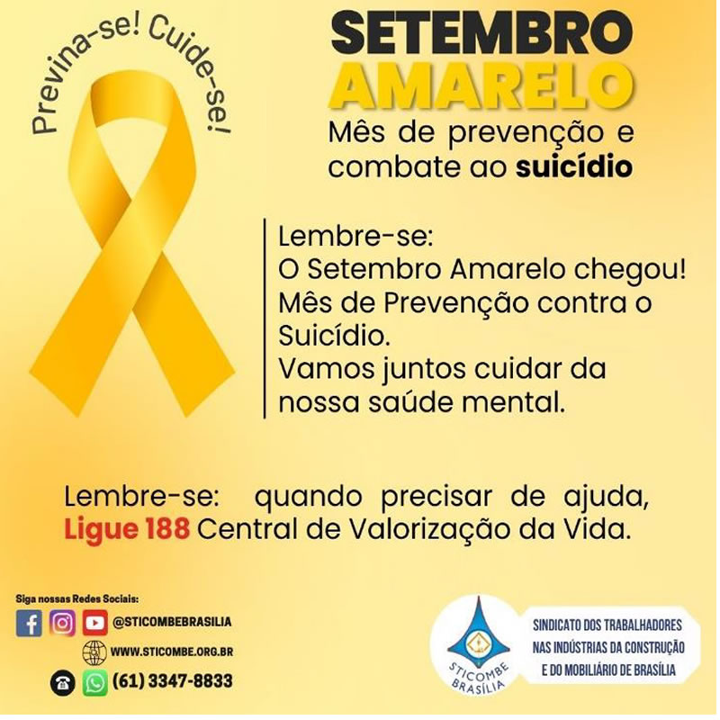 SETEMBRO AMARELO: SINDICATO PRESENTE PARA SALVAR VIDAS!